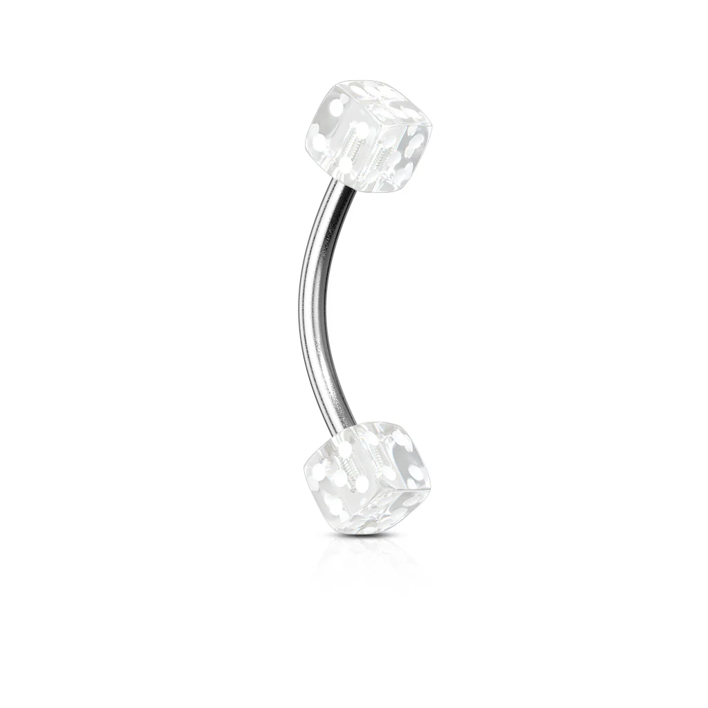 Dices Surgical Steel Curved Barbell Eyebrow Rings - Image 4
