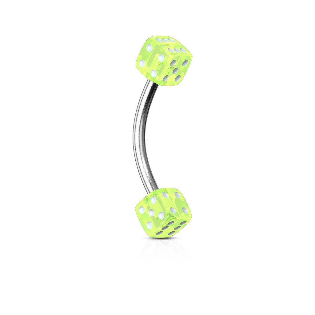 Dices Surgical Steel Curved Barbell Eyebrow Rings - Image 5