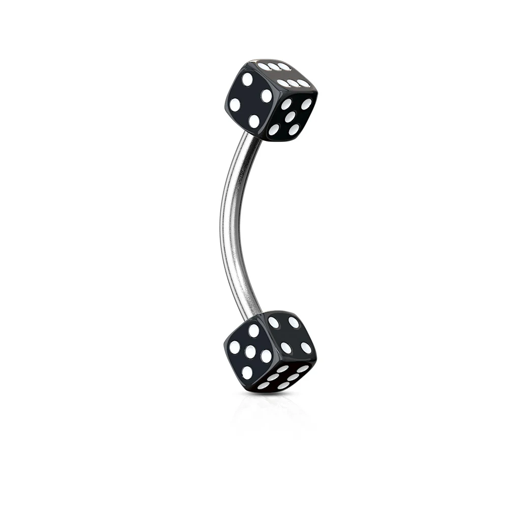 Dices Surgical Steel Curved Barbell Eyebrow Rings - Image 6