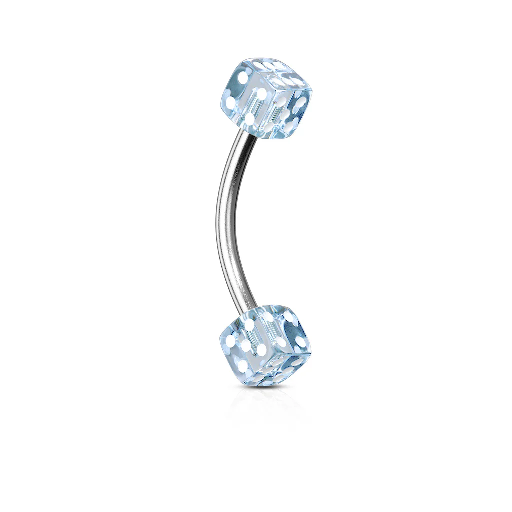 Dices Surgical Steel Curved Barbell Eyebrow Rings - Image 7