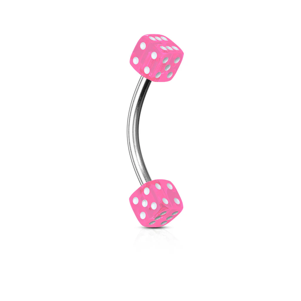 Dices Surgical Steel Curved Barbell Eyebrow Rings - Image 8