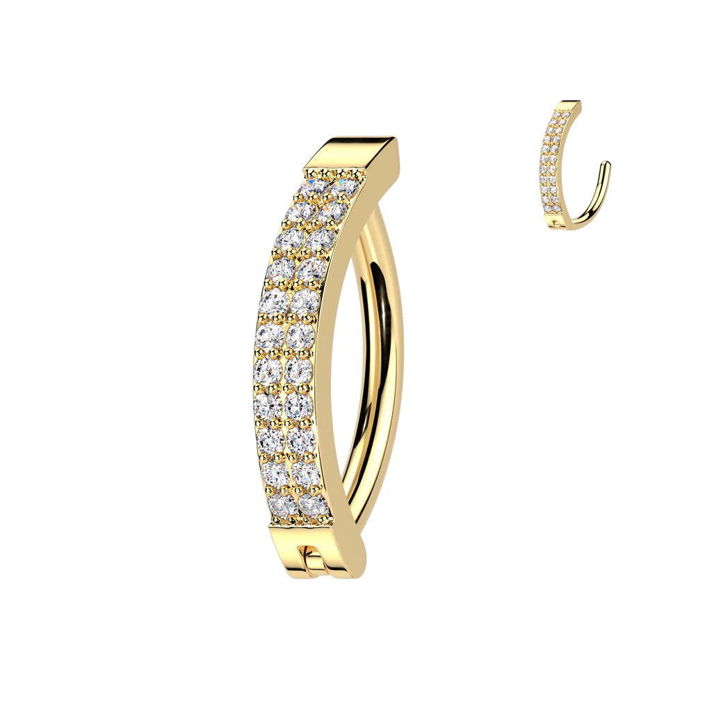 Double Lined CZ Hinged Hood Comfortable Belly Button Ring