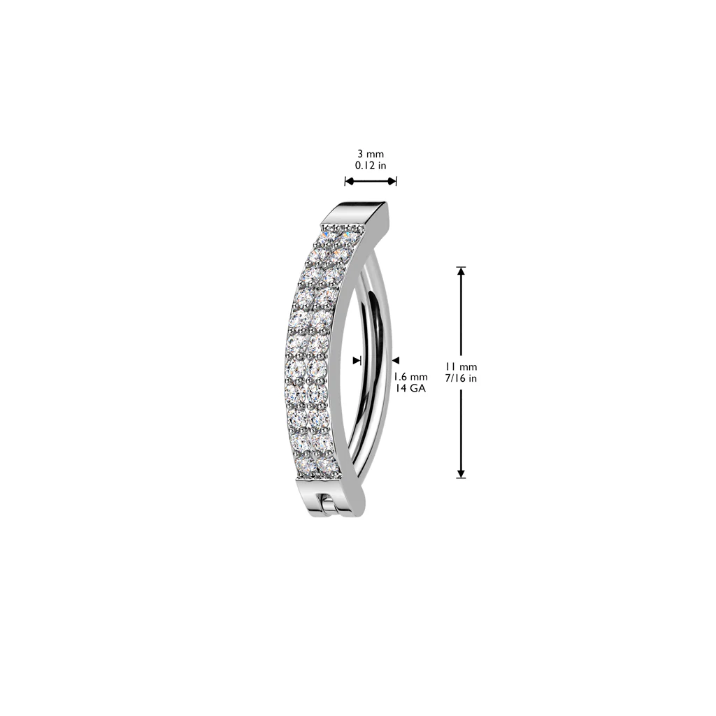Double Lined CZ Hinged Hood Comfortable Belly Button Ring - Image 4