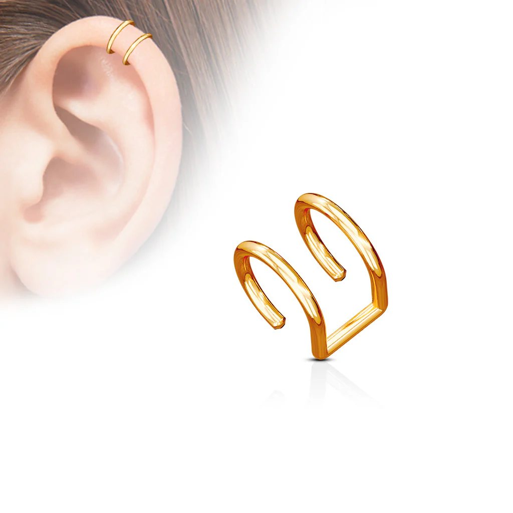 Double Ring Fake Non Piercing Ear Cartilage Helix Cuff Earring - Image 7