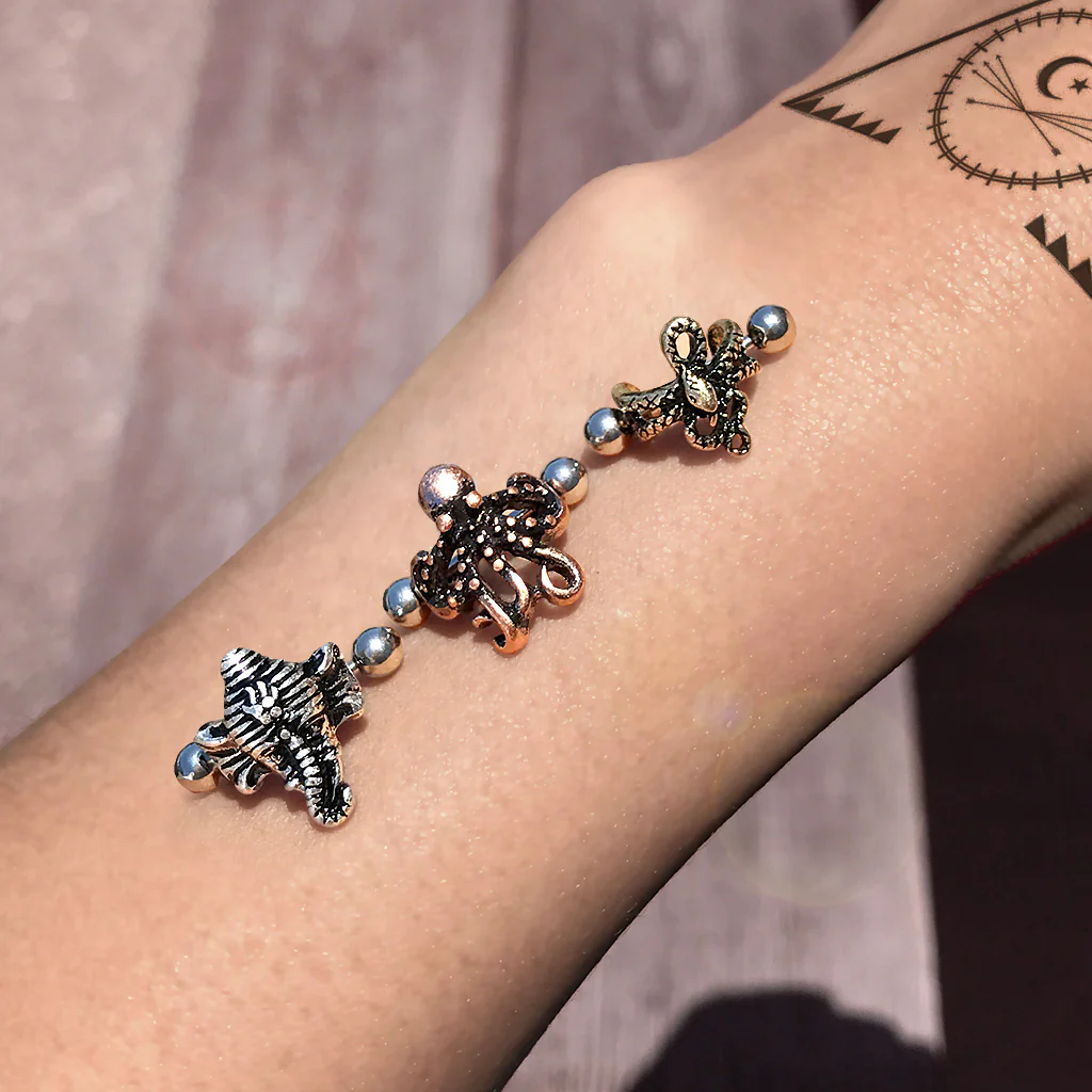 Elephant Ear Cartilage Helix Cuff Surgical Steel Barbells - Image 2