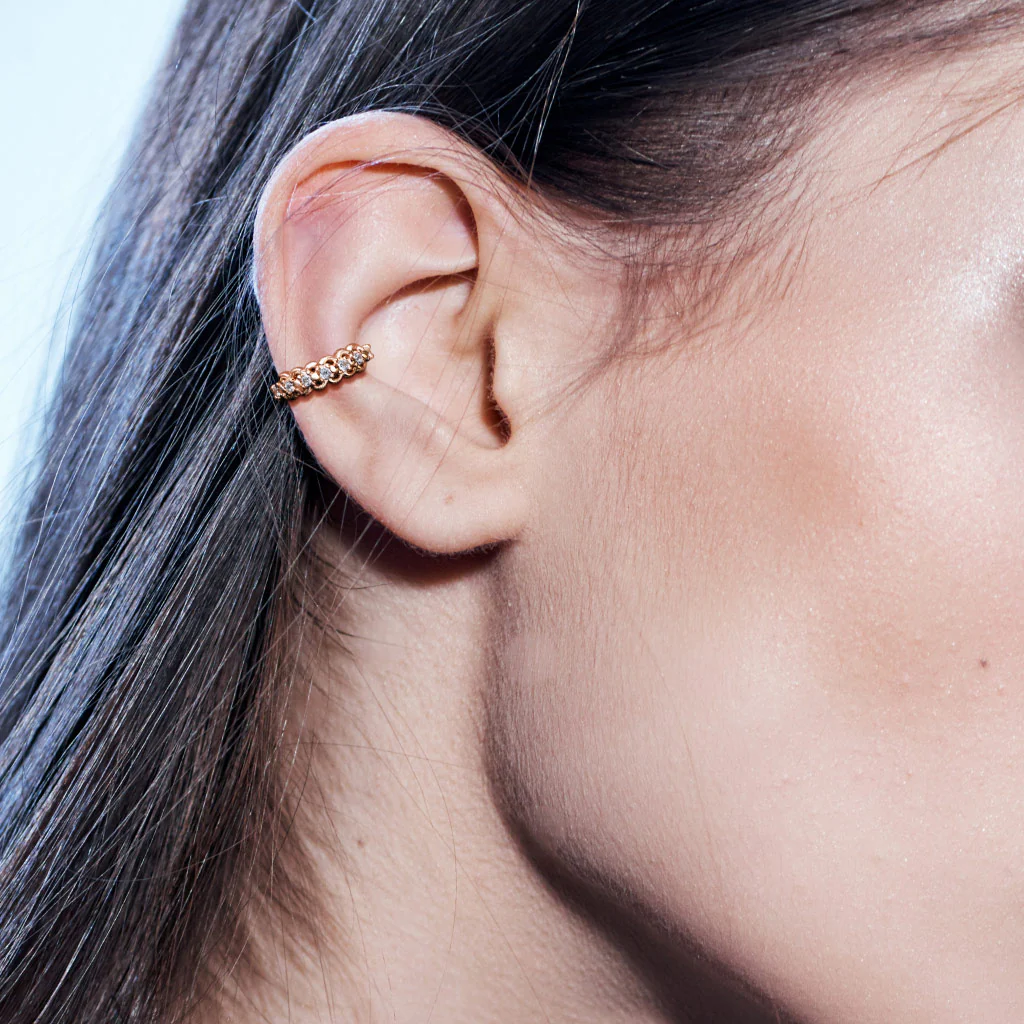 Filigree Edges Lined CZ Ear Cartilage Daith Tragus Helix Earrings Hoop Nose Rings - Image 3