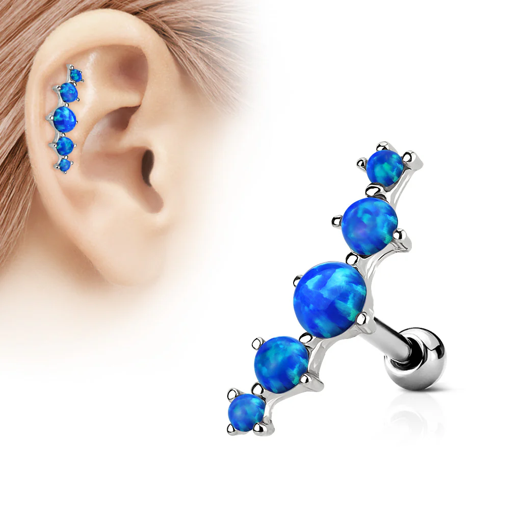 Five Opal Ear Cartilage Daith Helix Tragus Barbell - Image 2