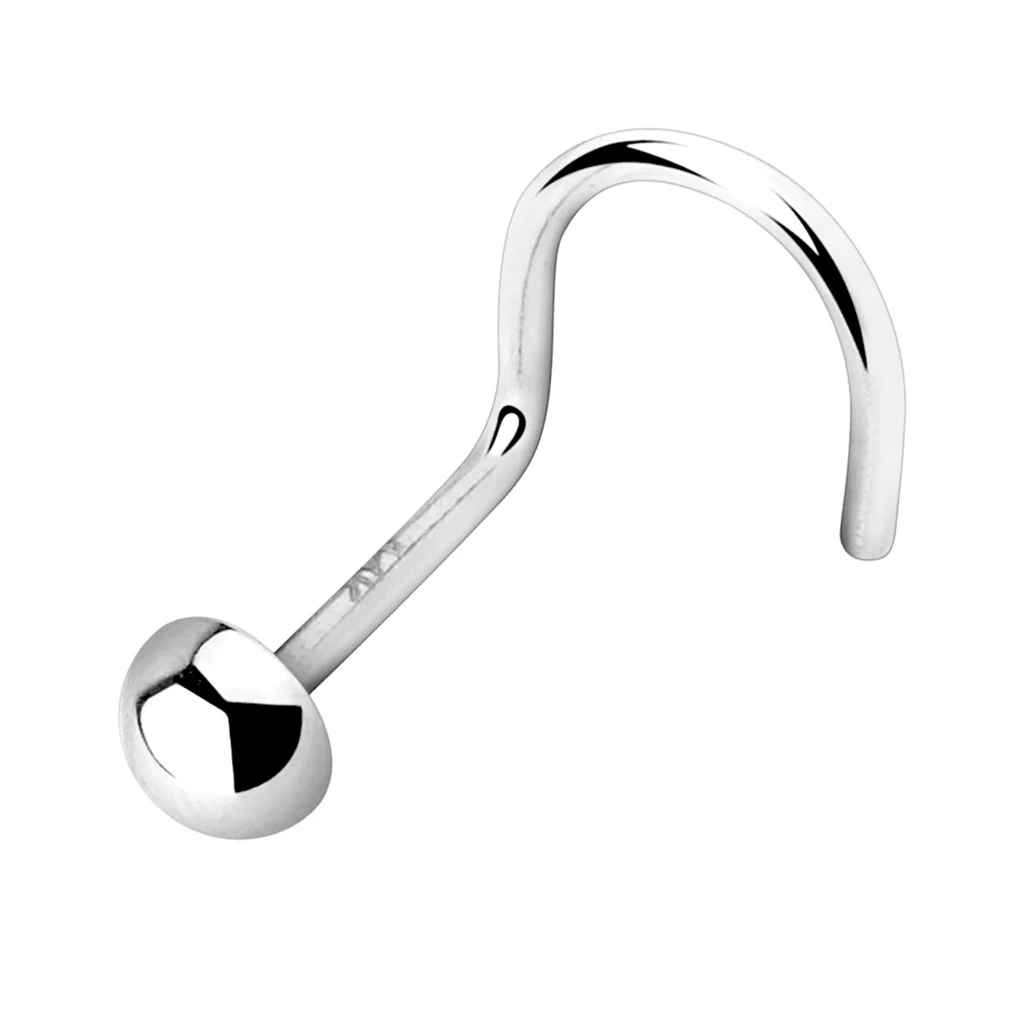14K Solid Gold Flat Dome Top Nose Screw Ring - Image 2