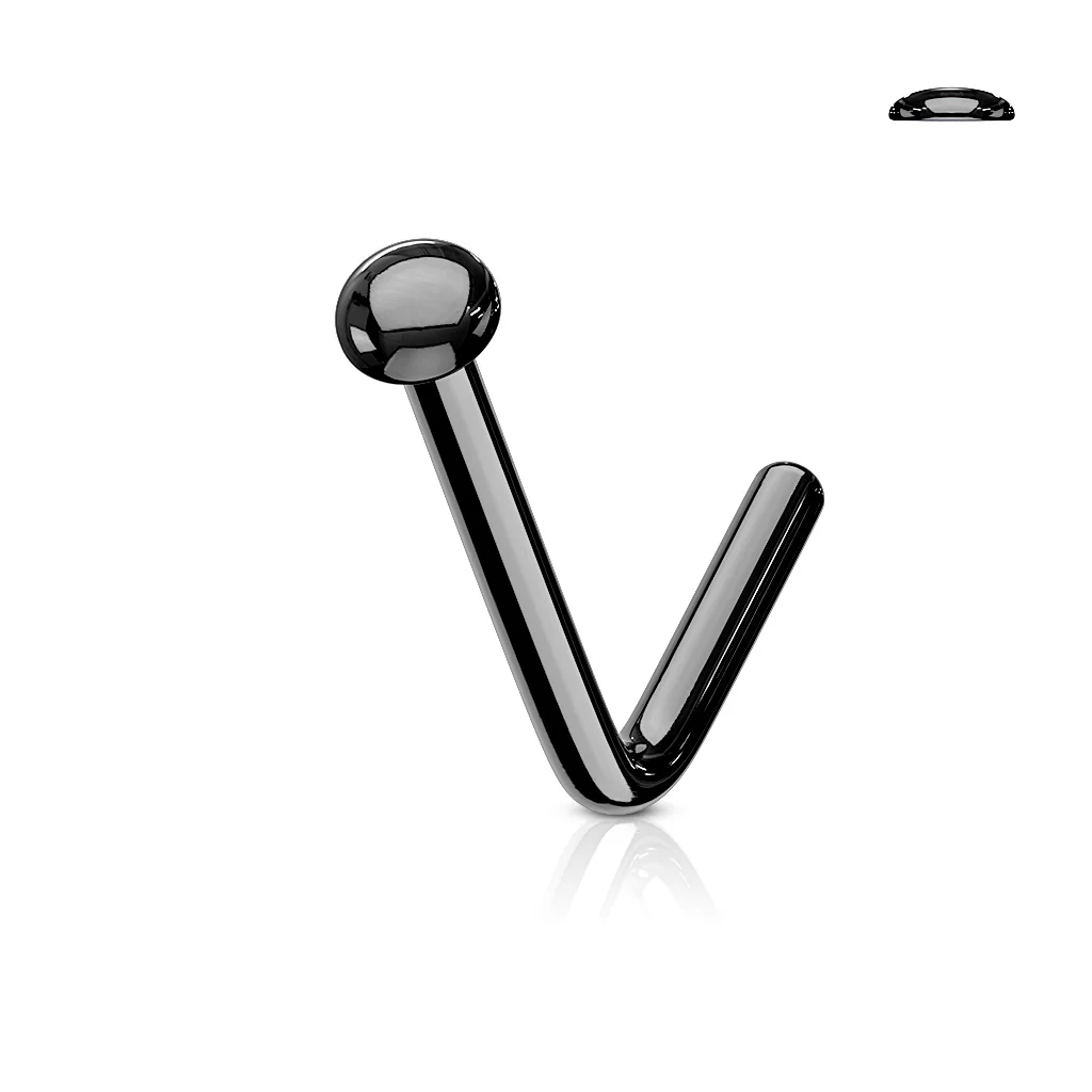 Flat Dome Top IP on Surgical Steel "L" Bend Nose Stud Rings - Image 3