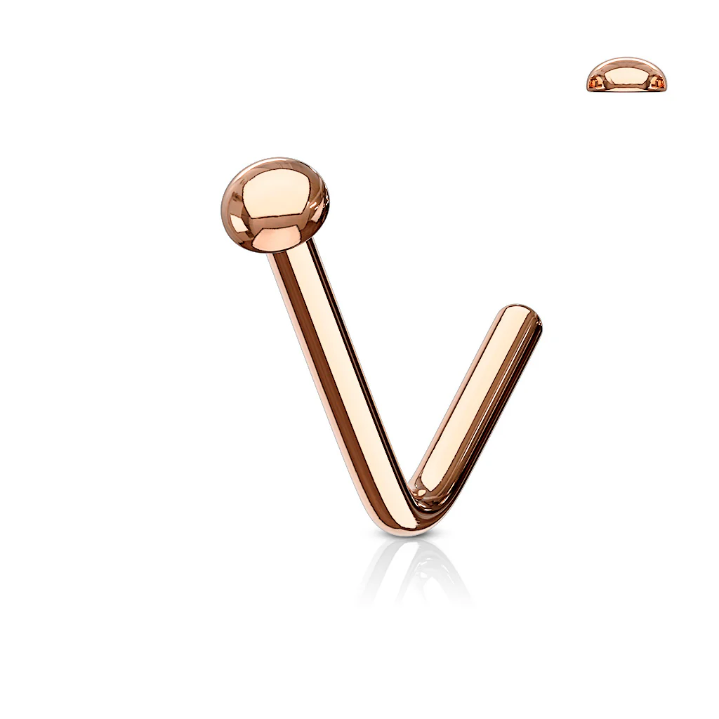 Flat Dome Top IP on Surgical Steel "L" Bend Nose Stud Rings - Image 4