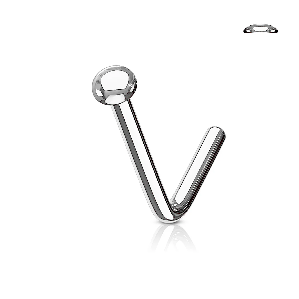 Flat Dome Top IP on Surgical Steel "L" Bend Nose Stud Rings - Image 5