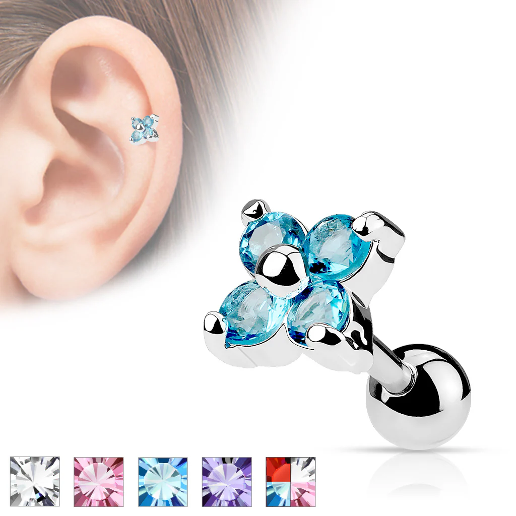 Flower CZ Ear Cartilage Tragus Helix Barbell Studs