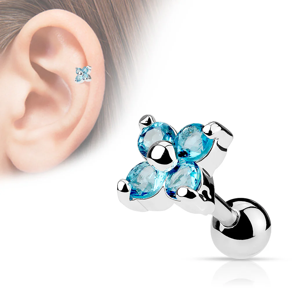 Flower CZ Ear Cartilage Tragus Helix Barbell Studs - Image 4