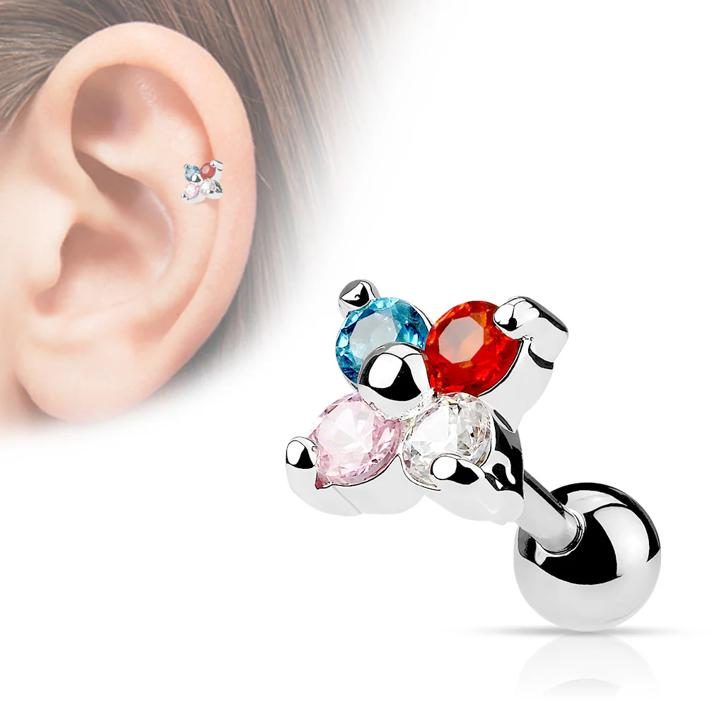 Flower CZ Ear Cartilage Tragus Helix Barbell Studs - Image 6