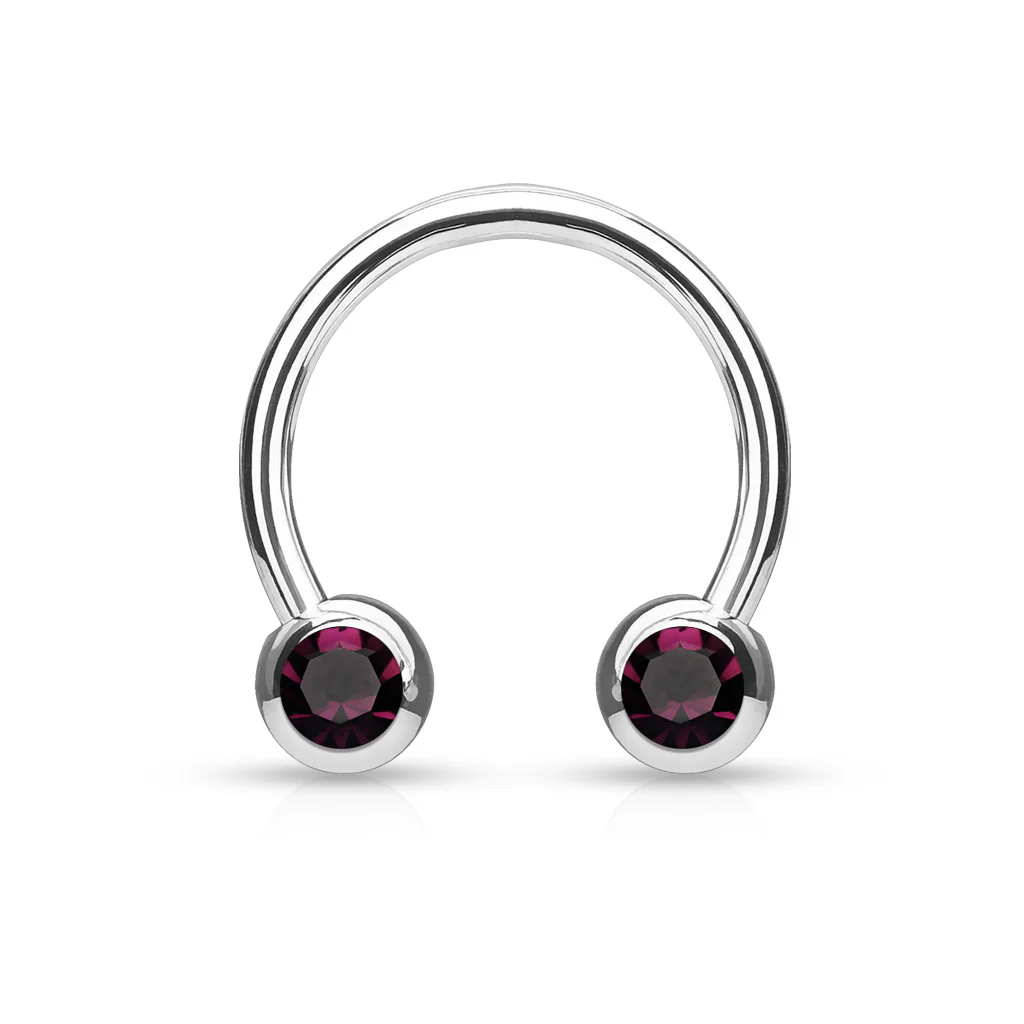 Front Facing CZ Horseshoe Circular Barbells for Nipple Septum Ear - Image 3