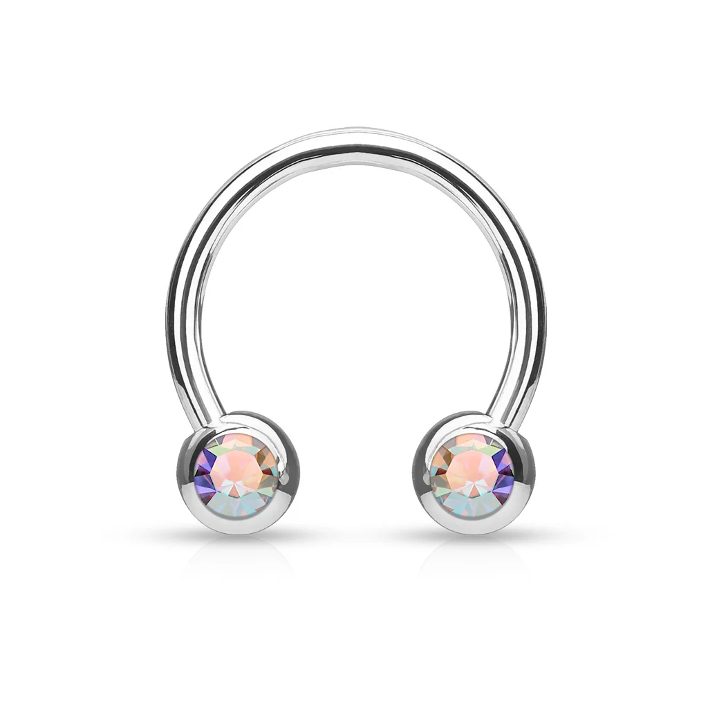 Front Facing CZ Horseshoe Circular Barbells for Nipple Septum Ear - Image 4