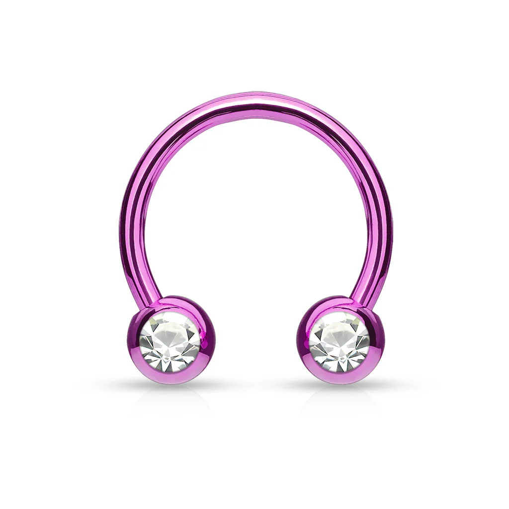 Front Facing CZ IP Horseshoe Circular Barbells for Nipple Septum Ear - Image 3