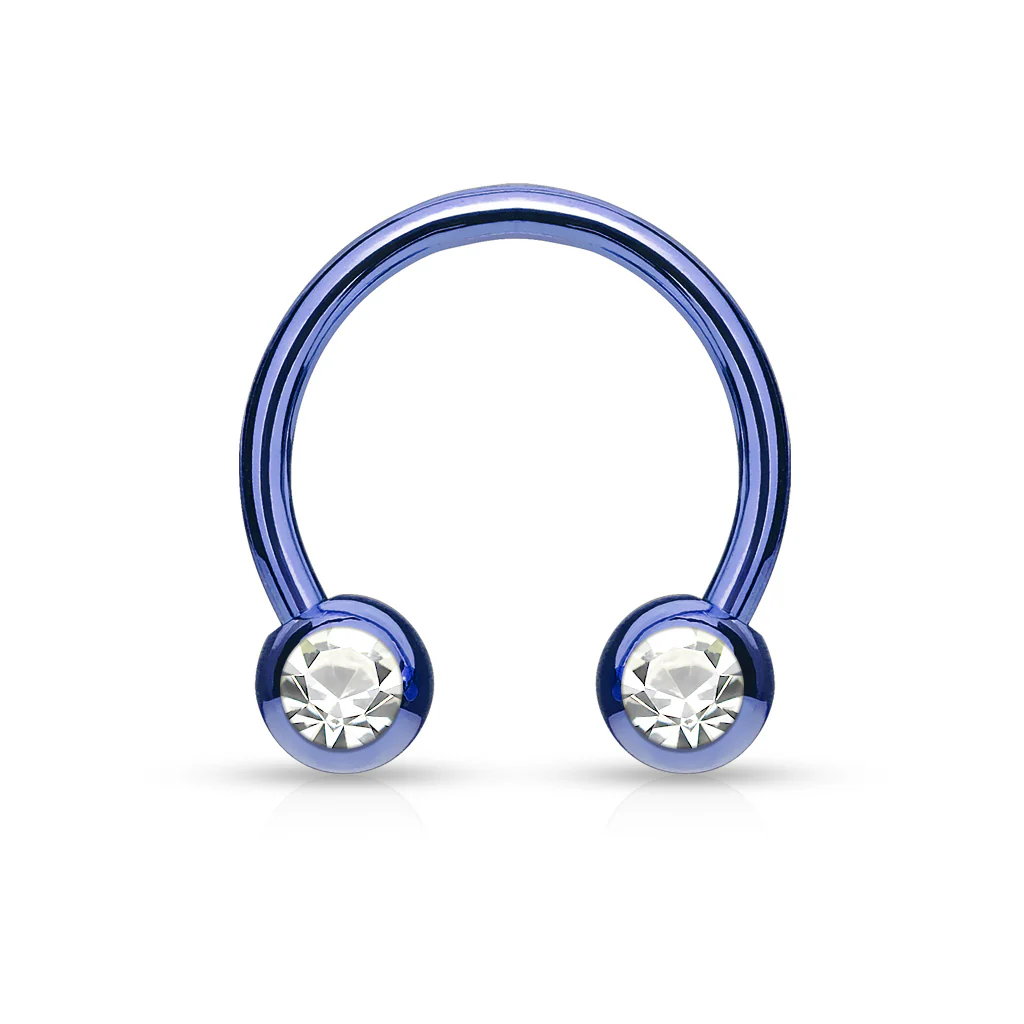 Front Facing CZ IP Horseshoe Circular Barbells for Nipple Septum Ear - Image 4
