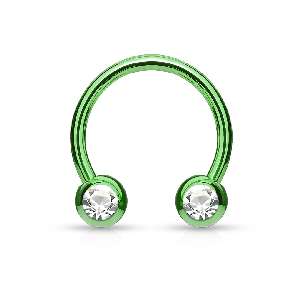 Front Facing CZ IP Horseshoe Circular Barbells for Nipple Septum Ear - Image 5