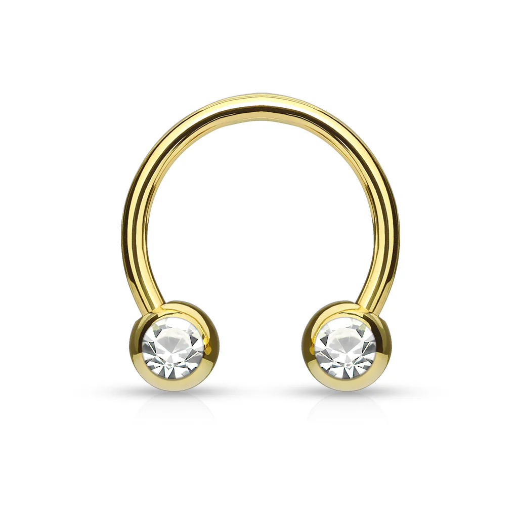 Front Facing CZ IP Horseshoe Circular Barbells for Nipple Septum Ear - Image 6