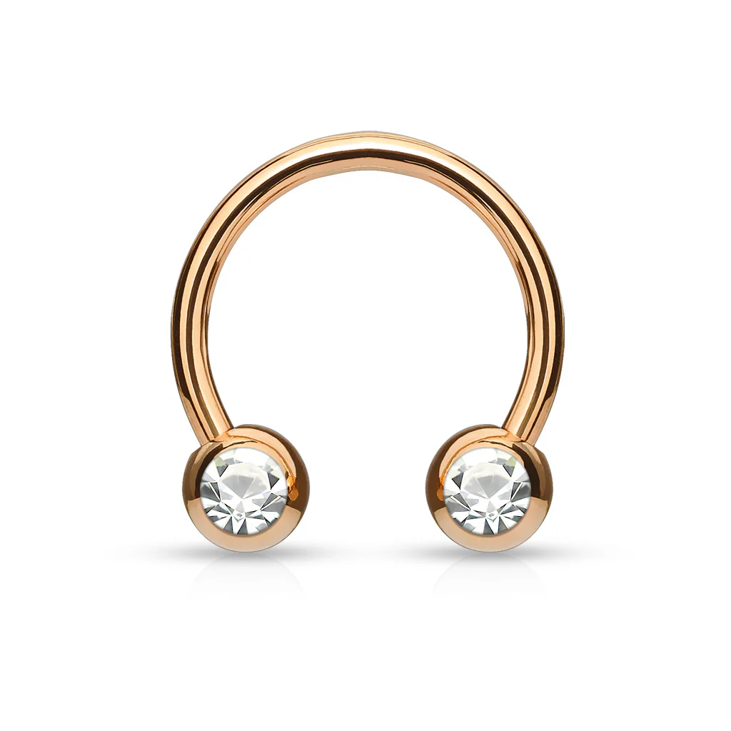 Front Facing CZ IP Horseshoe Circular Barbells for Nipple Septum Ear - Image 8