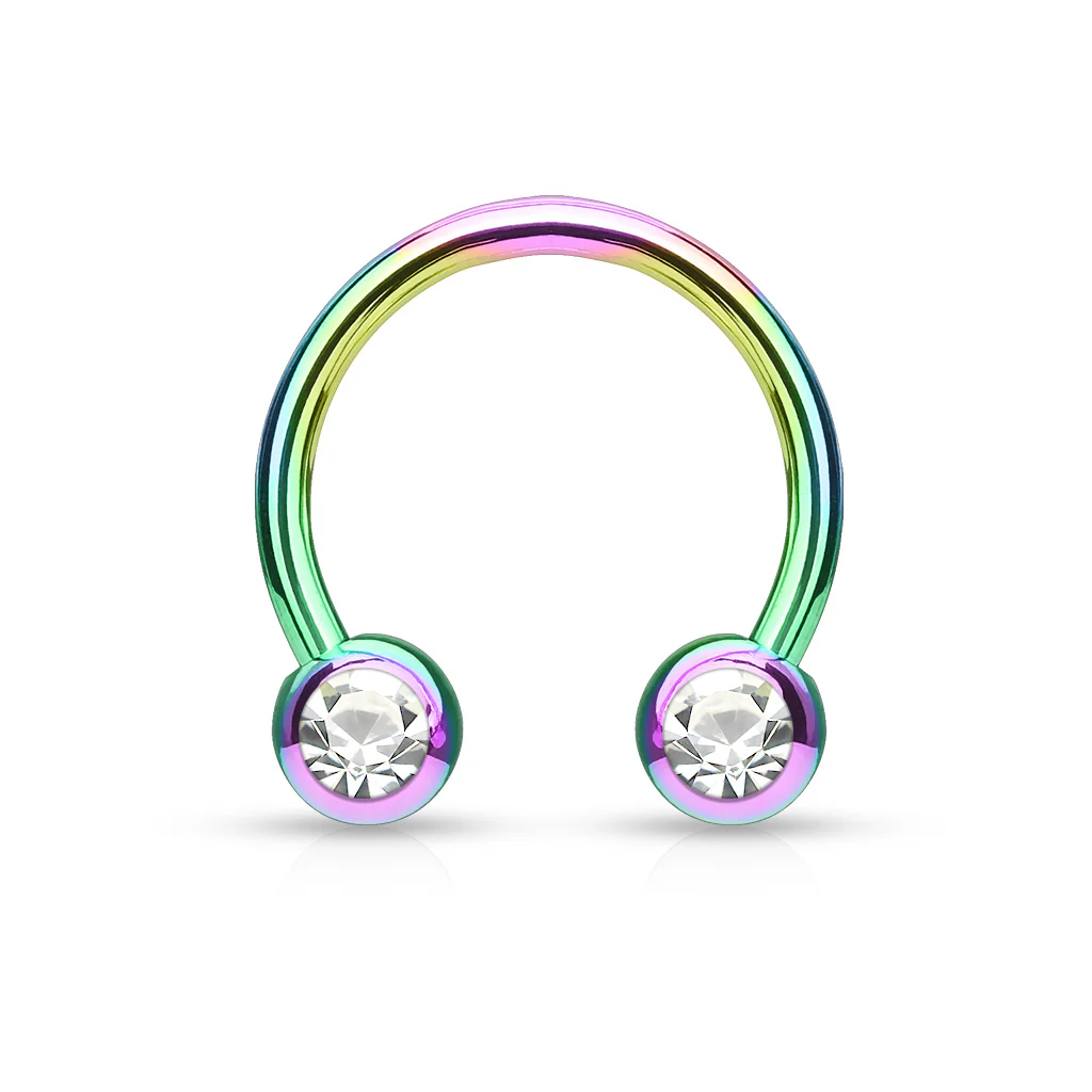 Front Facing CZ IP Horseshoe Circular Barbells for Nipple Septum Ear - Image 9