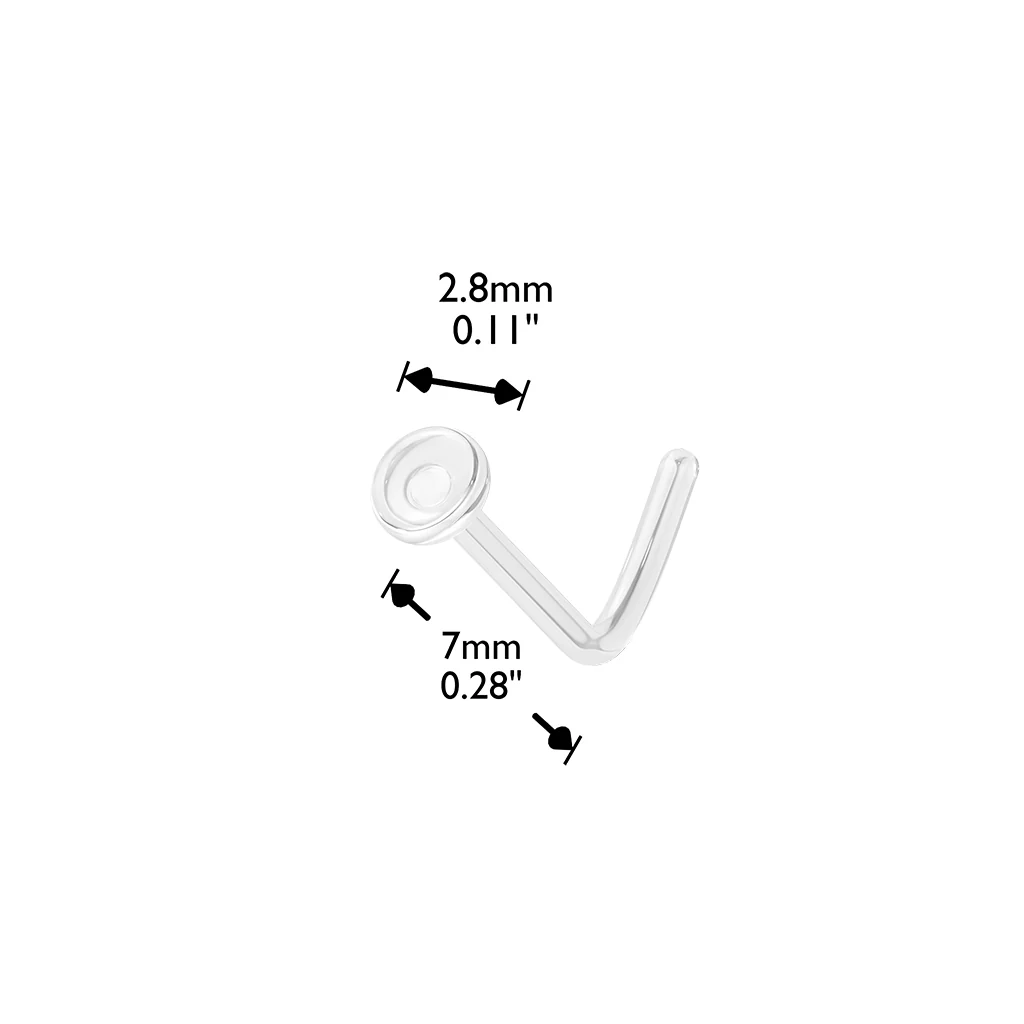 Glass L Bend Retainer For Nose, Ear and More With Flat Round Top - Image 2