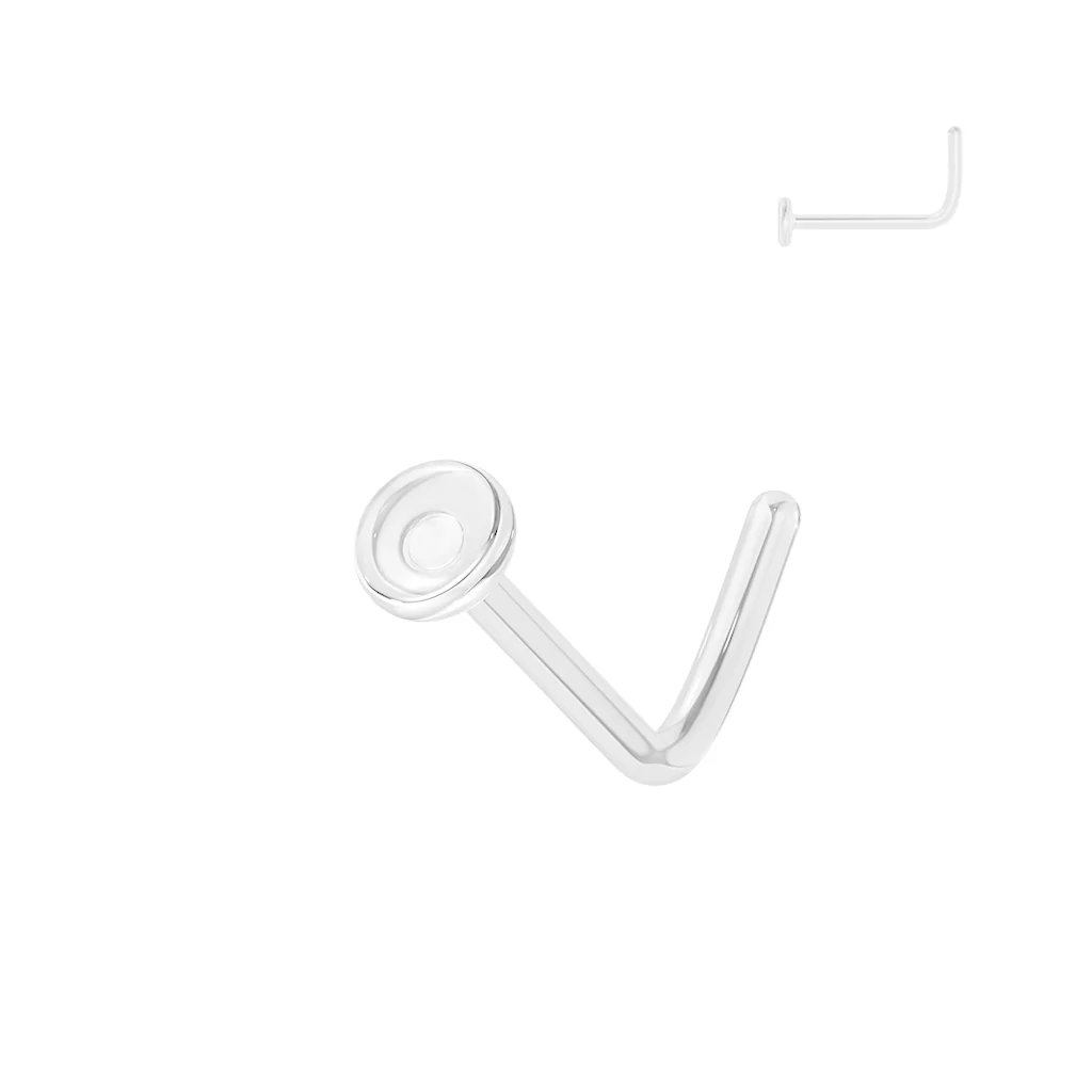 Glass L Bend Retainer For Nose, Ear and More With Flat Round Top - Image 3