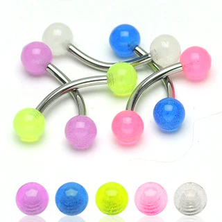 Glow in the Dark Balls 316L Surgical Steel Eyebrow Rings - Image 2