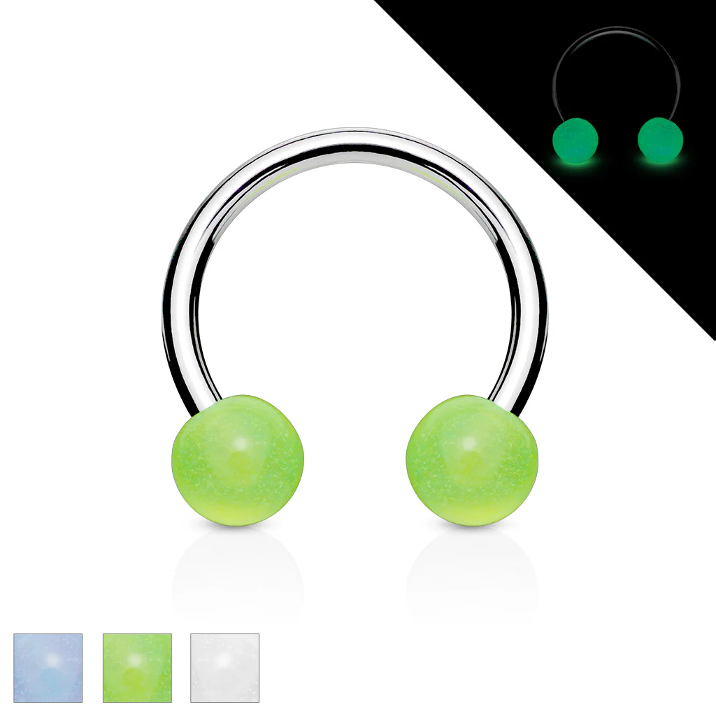 Glow in the Dark Balls 316L Surgical Steel Horseshoe Circular Barbells
