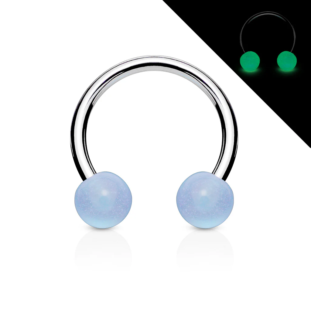 Glow in the Dark Balls 316L Surgical Steel Horseshoe Circular Barbells - Image 3