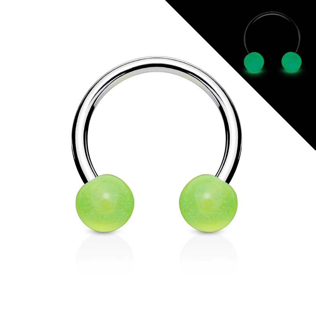 Glow in the Dark Balls 316L Surgical Steel Horseshoe Circular Barbells - Image 4