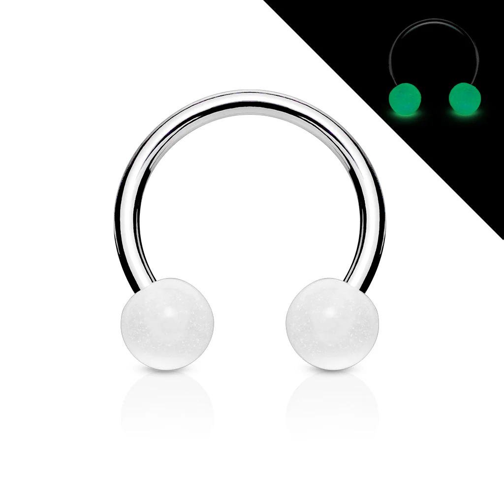 Glow in the Dark Balls 316L Surgical Steel Horseshoe Circular Barbells - Image 5