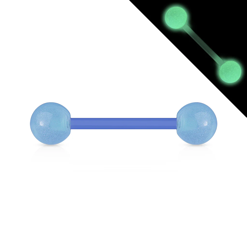 Glow In The Dark BioFlex Flexible Barbell Tongue Rings Nipple Ring - Image 3