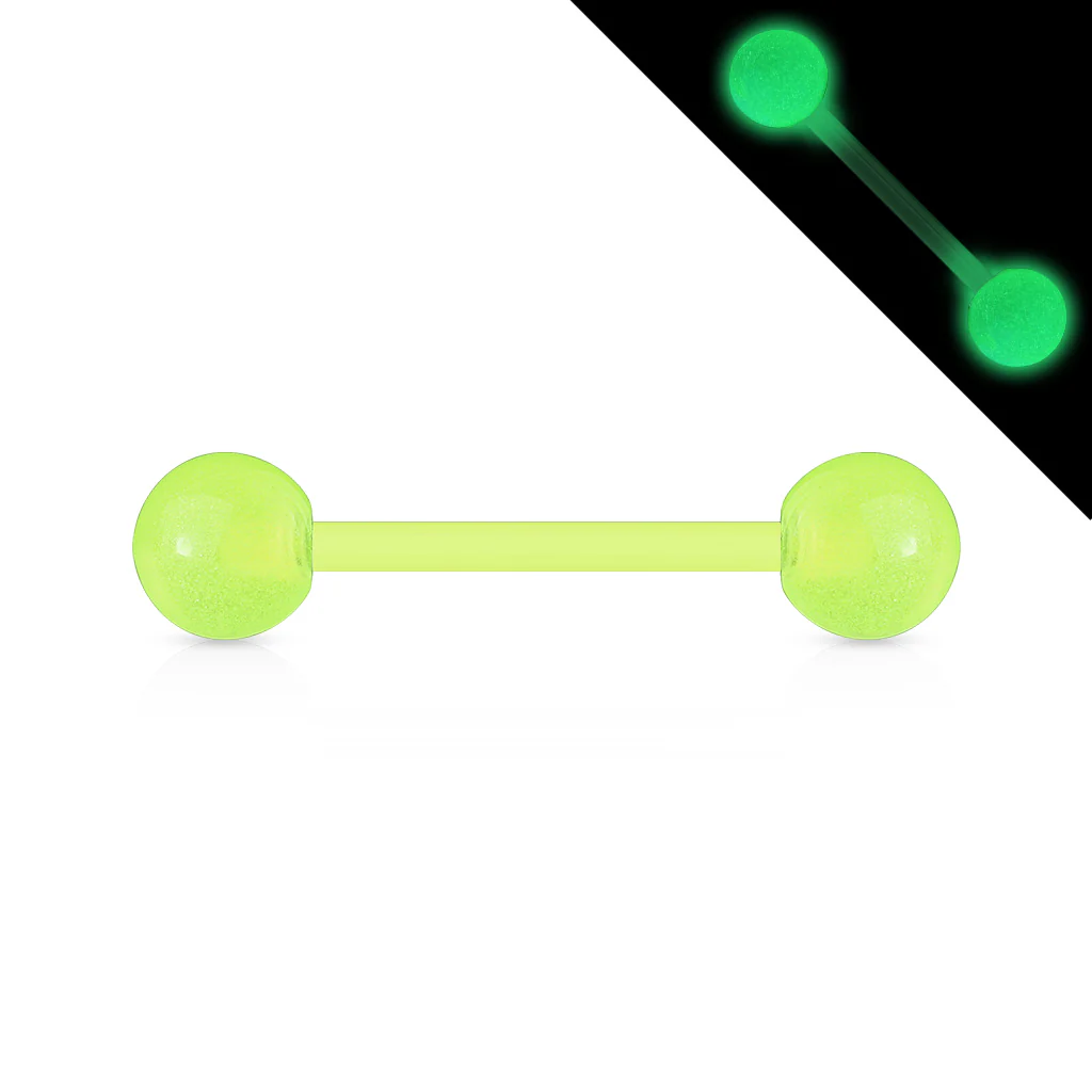 Glow In The Dark BioFlex Flexible Barbell Tongue Rings Nipple Ring - Image 4