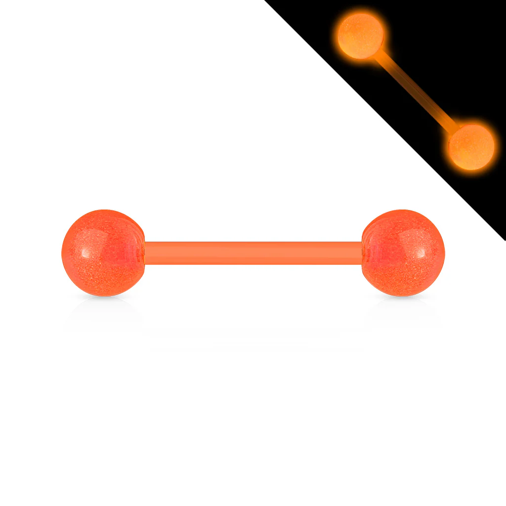 Glow In The Dark BioFlex Flexible Barbell Tongue Rings Nipple Ring - Image 5