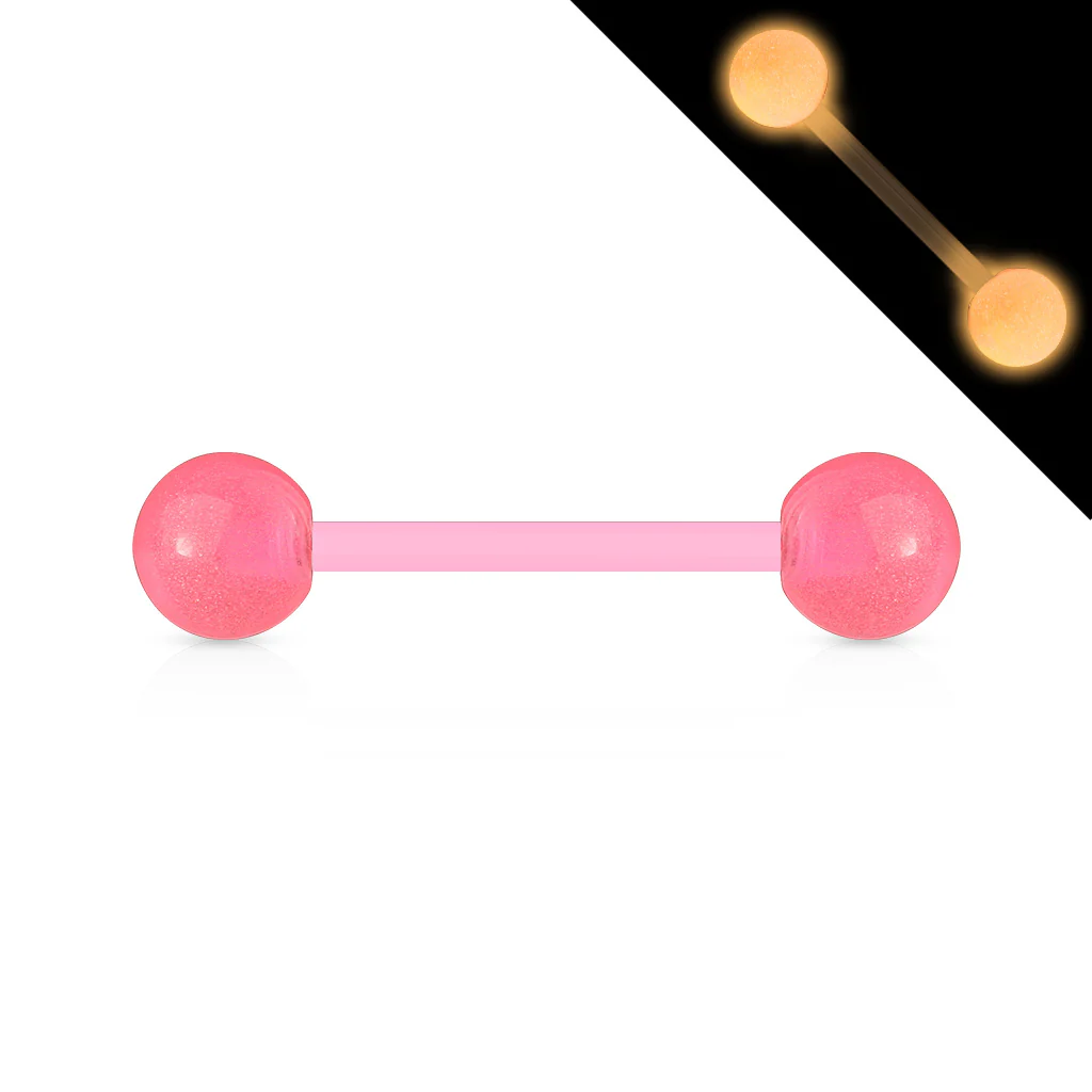 Glow In The Dark BioFlex Flexible Barbell Tongue Rings Nipple Ring - Image 6