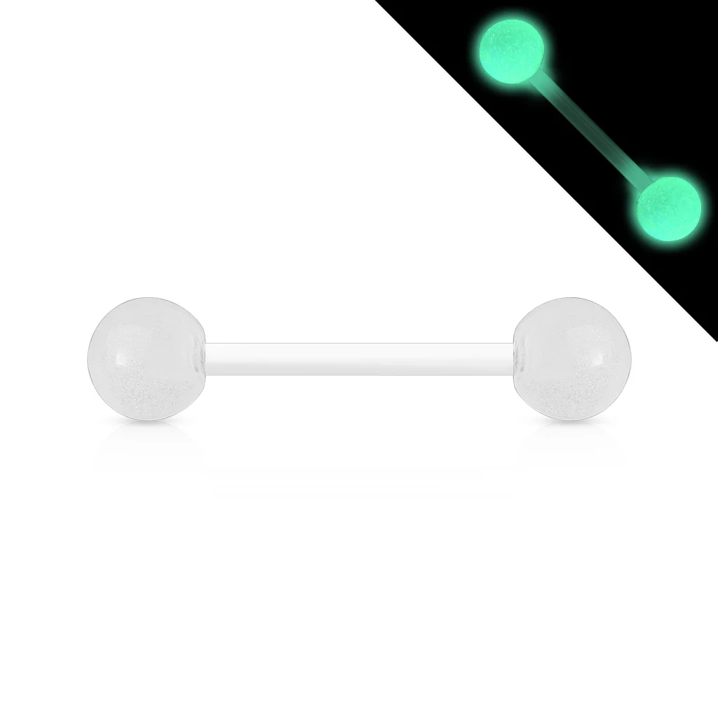 Glow In The Dark BioFlex Flexible Barbell Tongue Rings Nipple Ring - Image 7