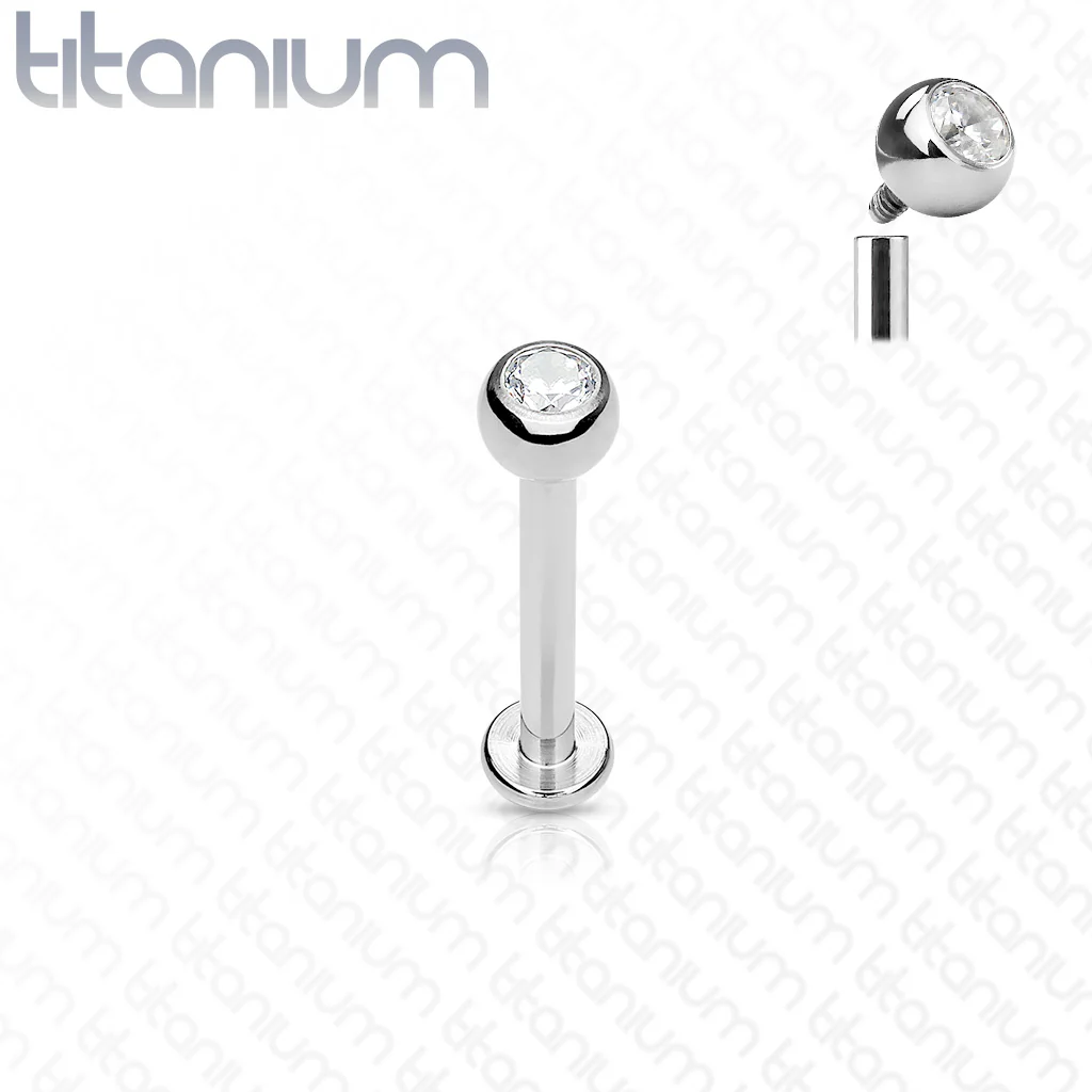 Implant Titanium 3mm CZ Internally Threaded Labret Monroe Studs - Image 2