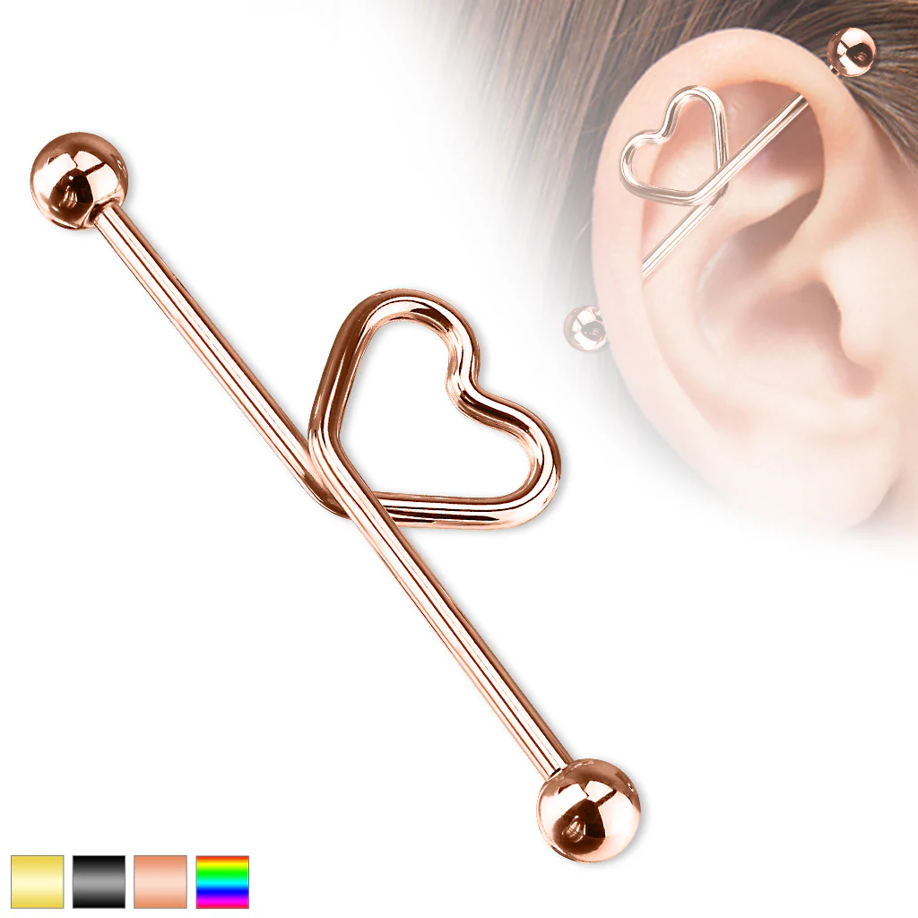 Hear Shape Surgical Steel Industrial Barbells - Image 2