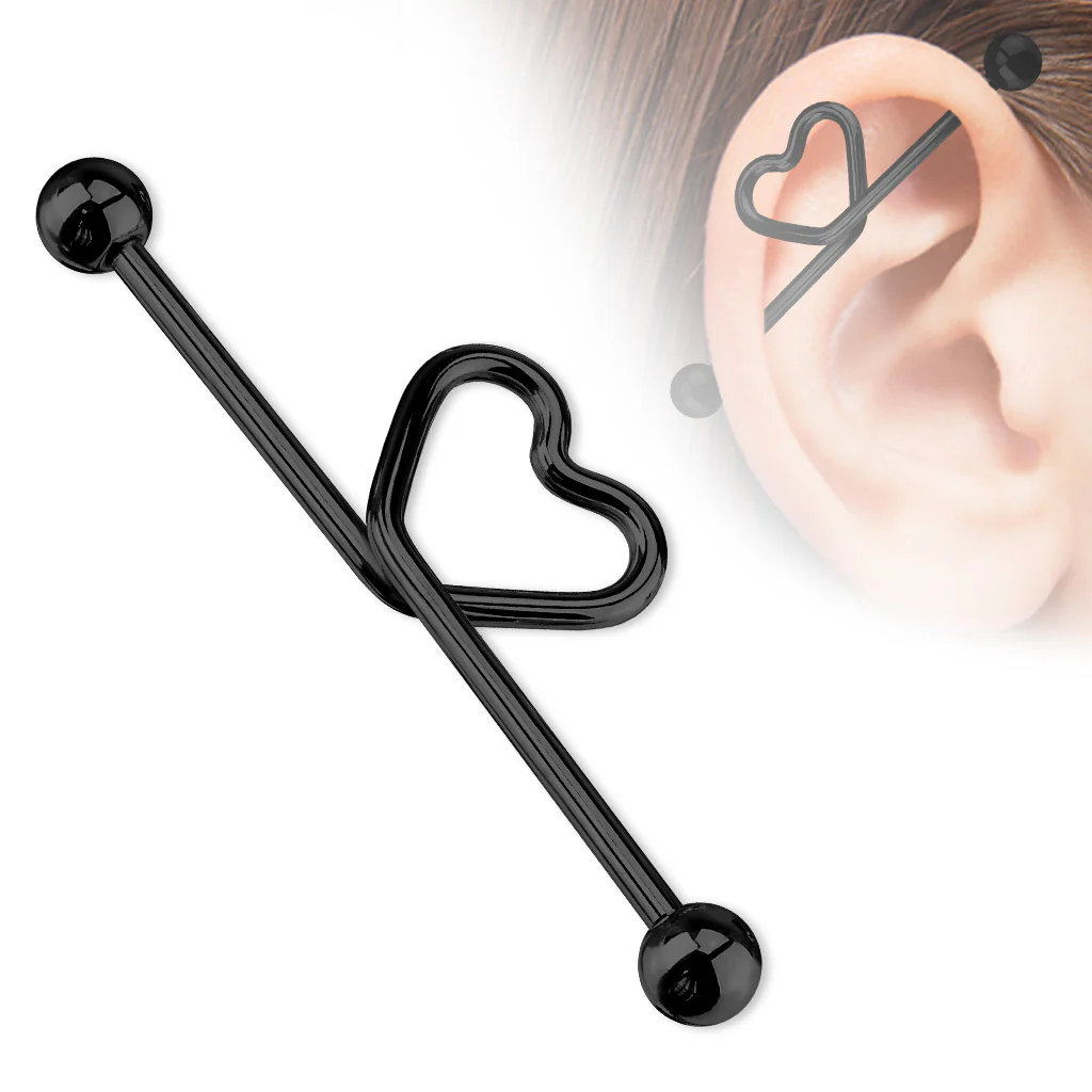 Hear Shape Surgical Steel Industrial Barbells - Image 4