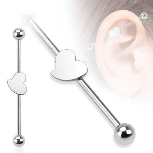 Heart 316L Surgical Steel Industrial Barbell - Image 2