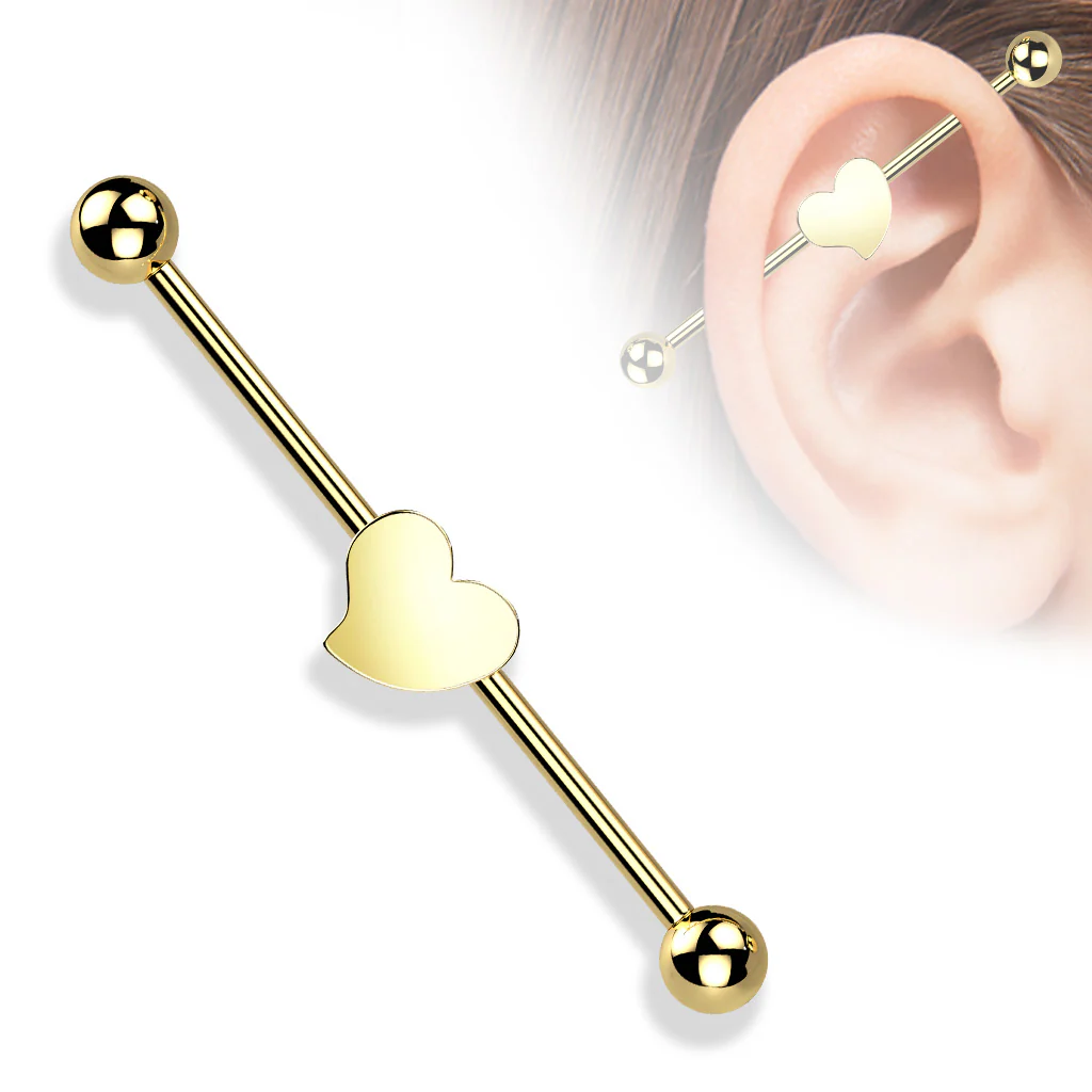 Heart 316L Surgical Steel Industrial Barbell - Image 3