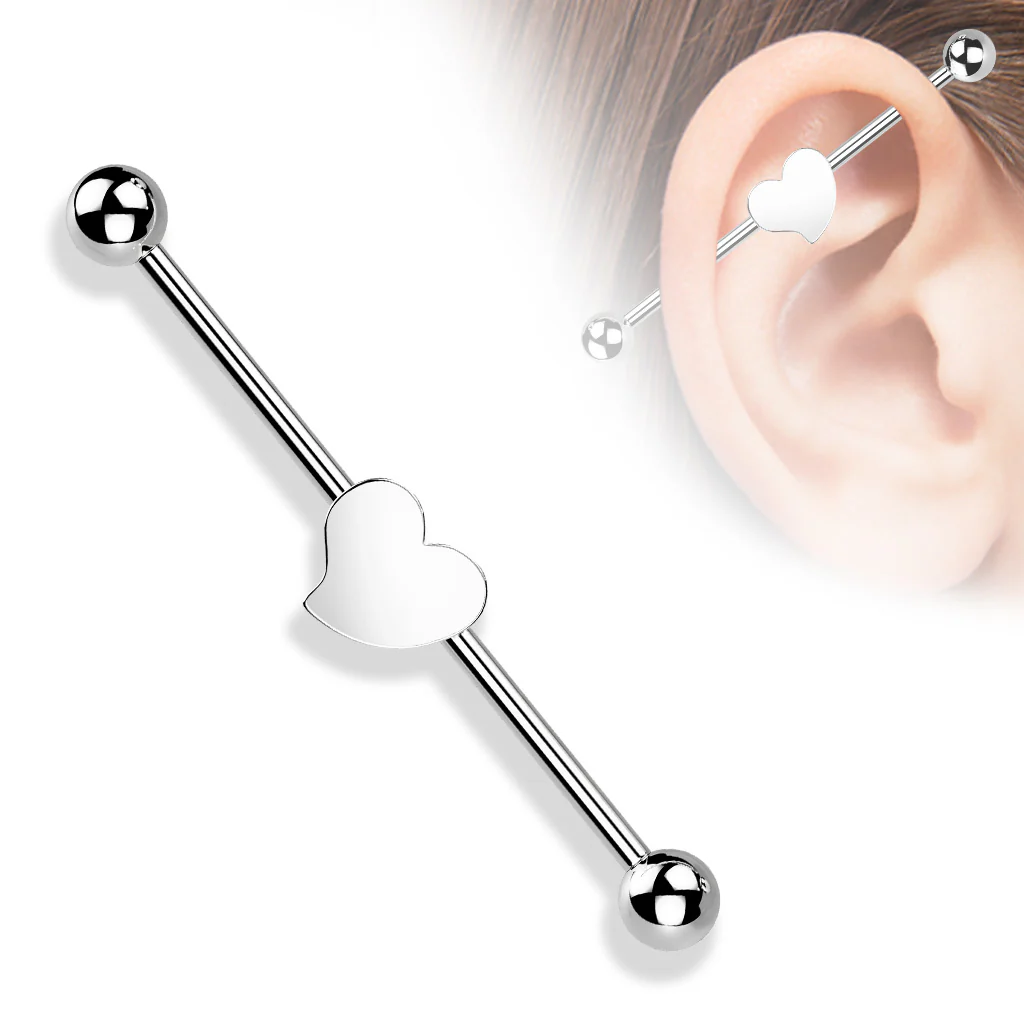 Heart 316L Surgical Steel Industrial Barbell - Image 4
