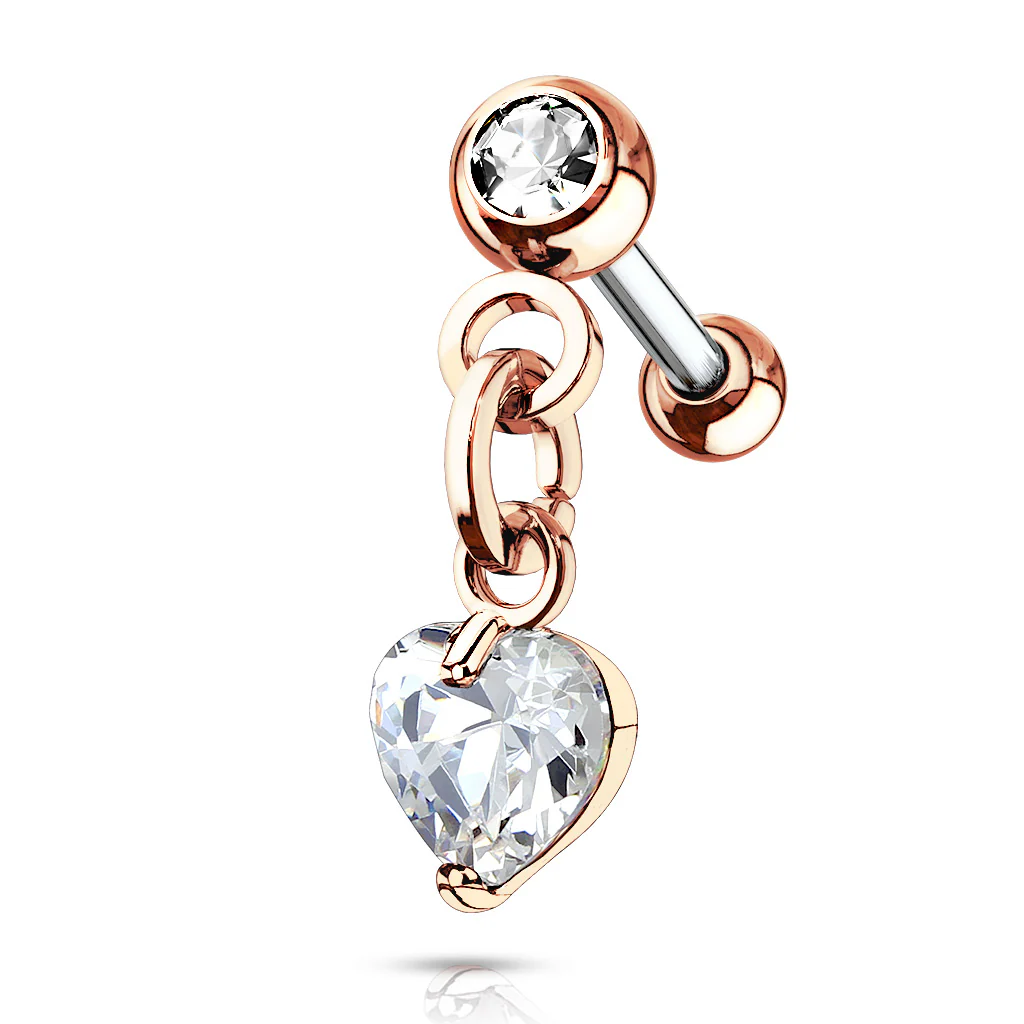 Heart CZ Dangle Top Ear Cartilage Daith Helix Tragus Barbell Stud - Image 5