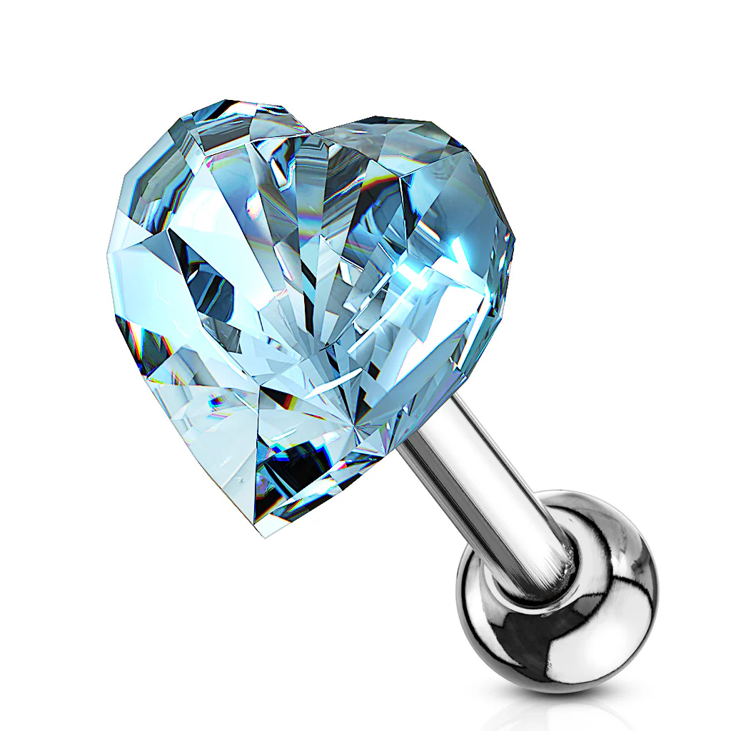 Heart CZ Top Ear Cartilage Daith Helix Tragus Barbell Stud - Image 3