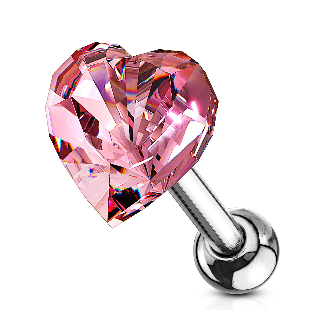 Heart CZ Top Ear Cartilage Daith Helix Tragus Barbell Stud - Image 4
