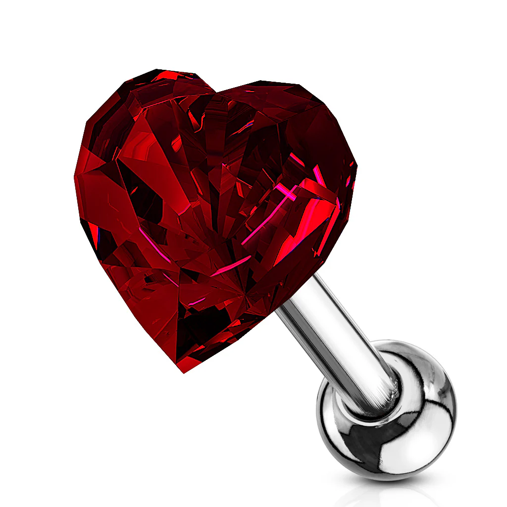 Heart CZ Top Ear Cartilage Daith Helix Tragus Barbell Stud - Image 5