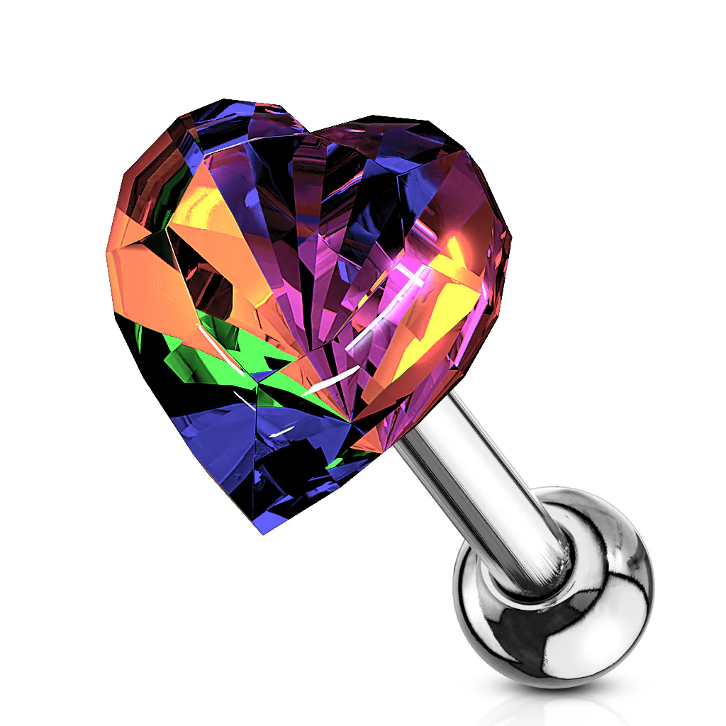 Heart CZ Top Ear Cartilage Daith Helix Tragus Barbell Stud - Image 6