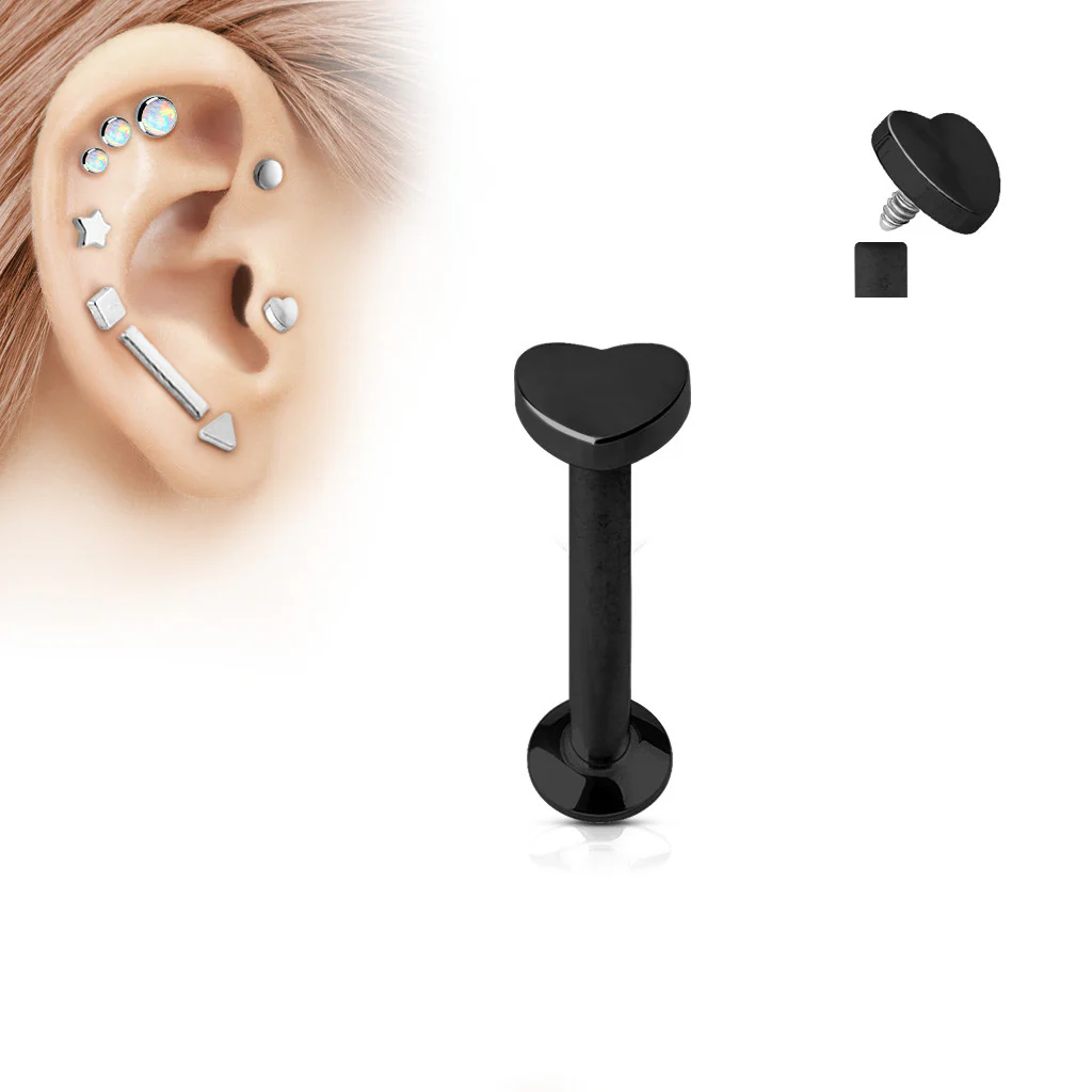 Heart Top Internal Threaded Labret Monroe Daith Tragus Helix Stud - Image 4